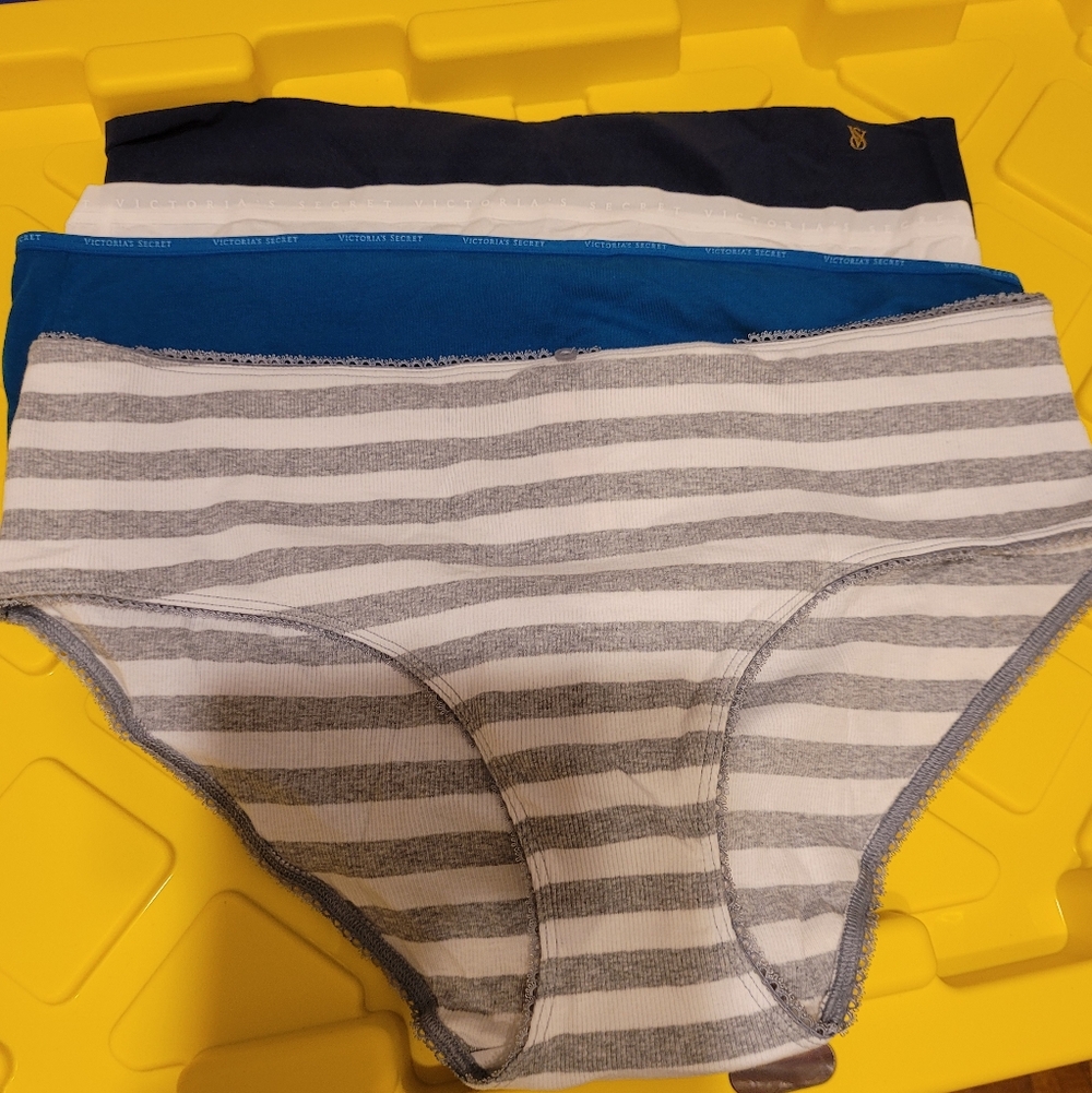 Victoria's Secret Striped and Solid Panties - Gray, Blue, White
